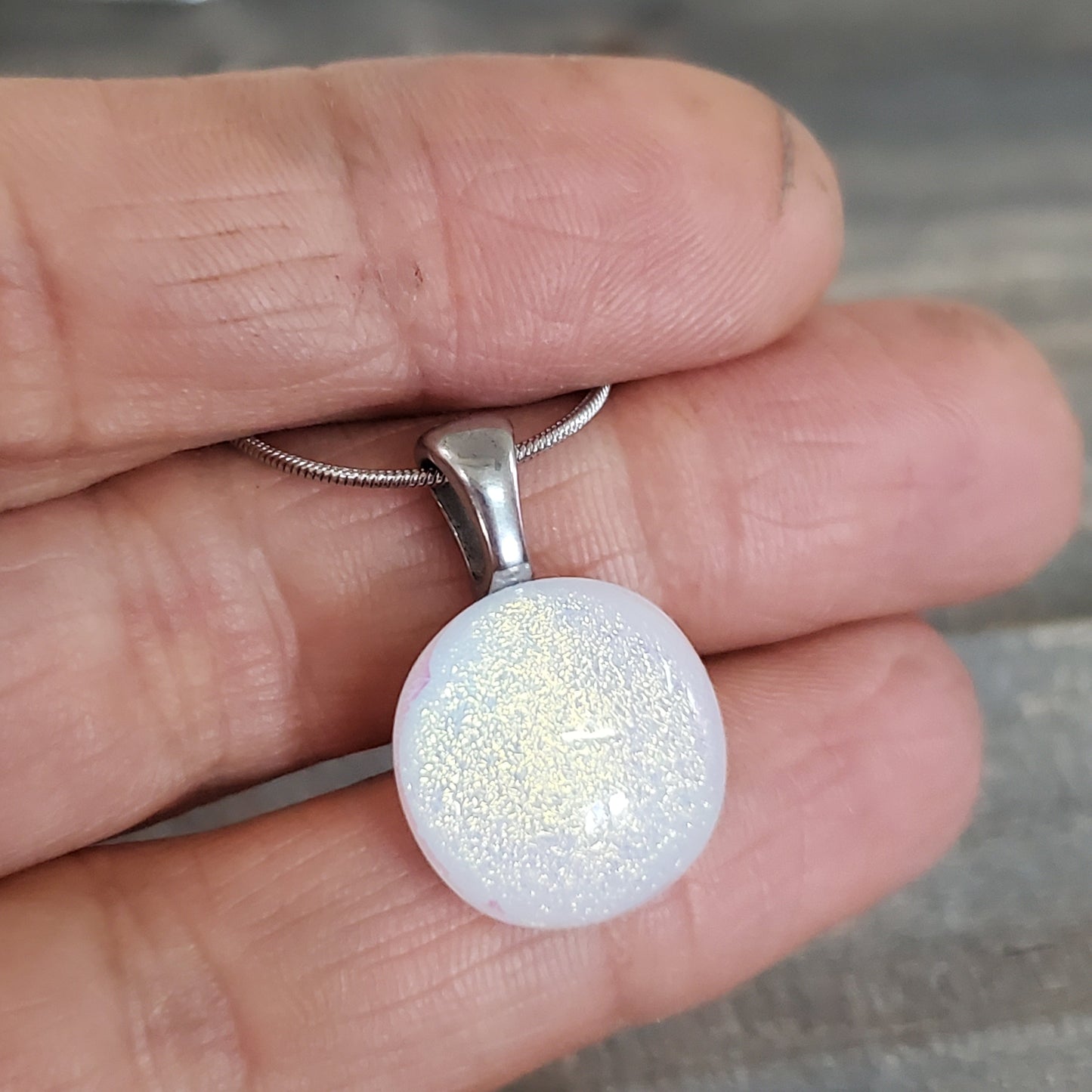 Mini vert-doré et blanc, verre fusion - Bijoux Le fil d'Ariane