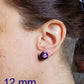 Puces d'oreille violet, verre fusion - Bijoux Le fil d'Ariane