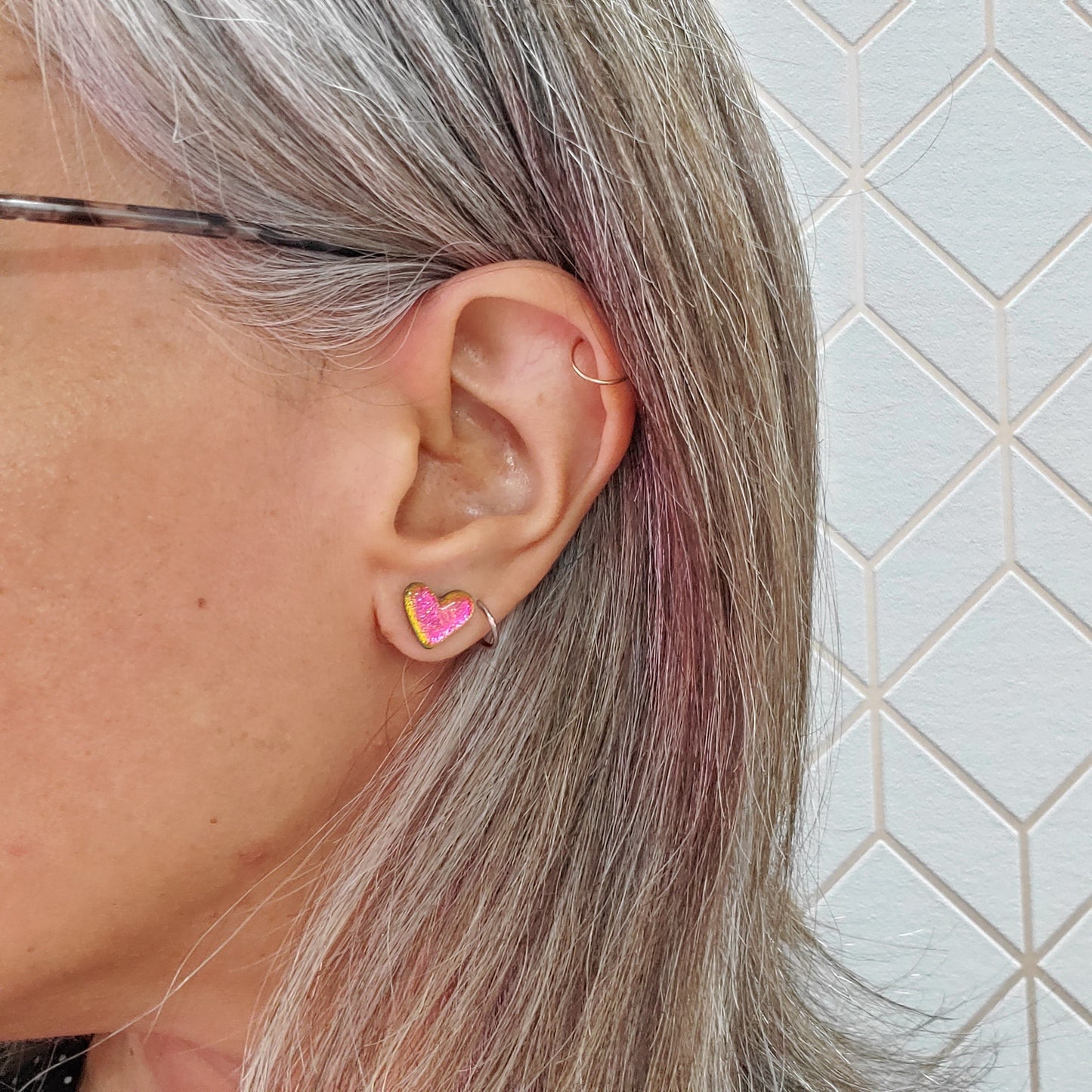 Puces d'oreilles en forme de coeur - Bijoux Le fil d'Ariane