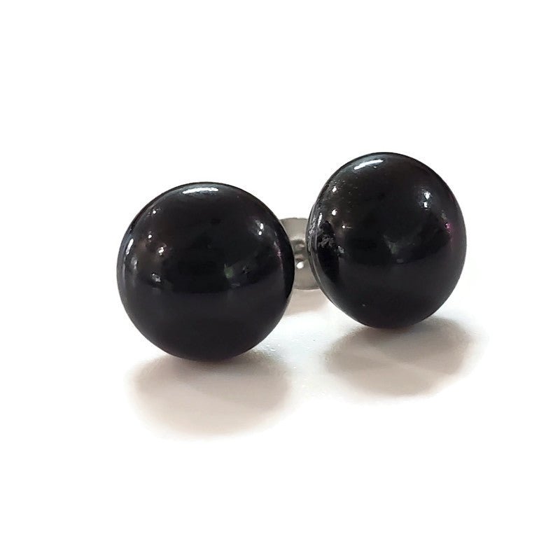 Puces d'oreilles noir - mat ou lustré - Bijoux Le fil d'Ariane