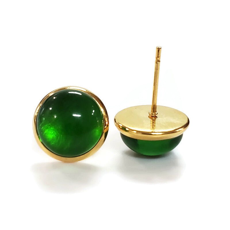 Trio boucles cabochon surprise, boucles d'oreilles verre récupéré - Bijoux Le fil d'Ariane