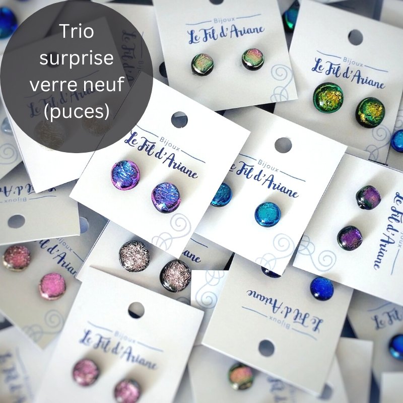 Trio surprise, boucles d'oreilles verre fusion - Bijoux Le fil d'Ariane