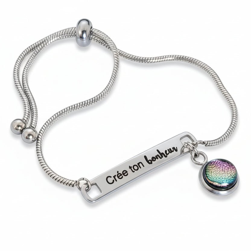 Bracelet en inox gravé. - Bijoux Le fil d'Ariane