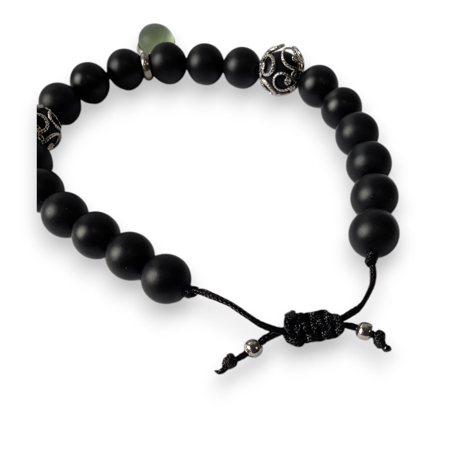 Bracelet agates noires mattes