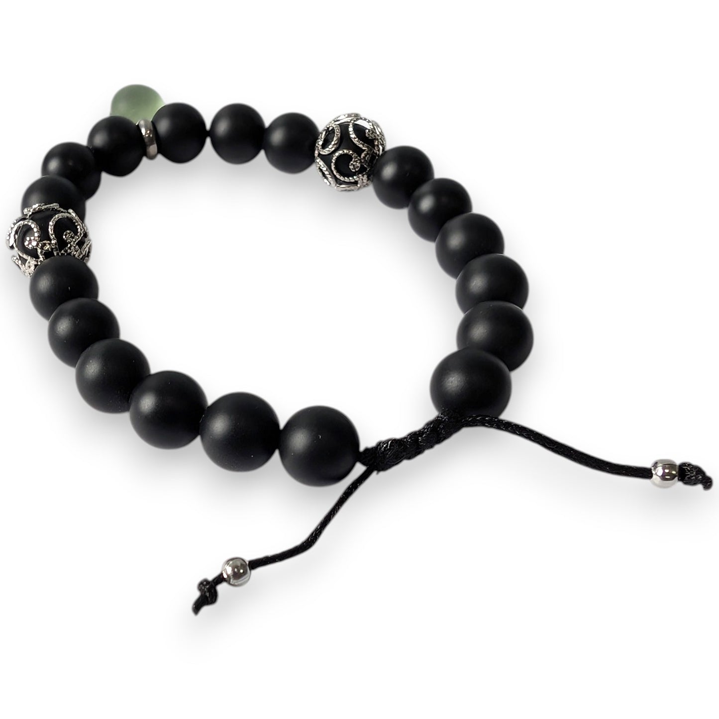 Bracelet agates noires mattes