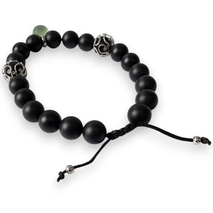 Bracelet agates noires mattes
