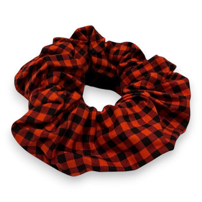 Black and orange/red checkered scrunchie