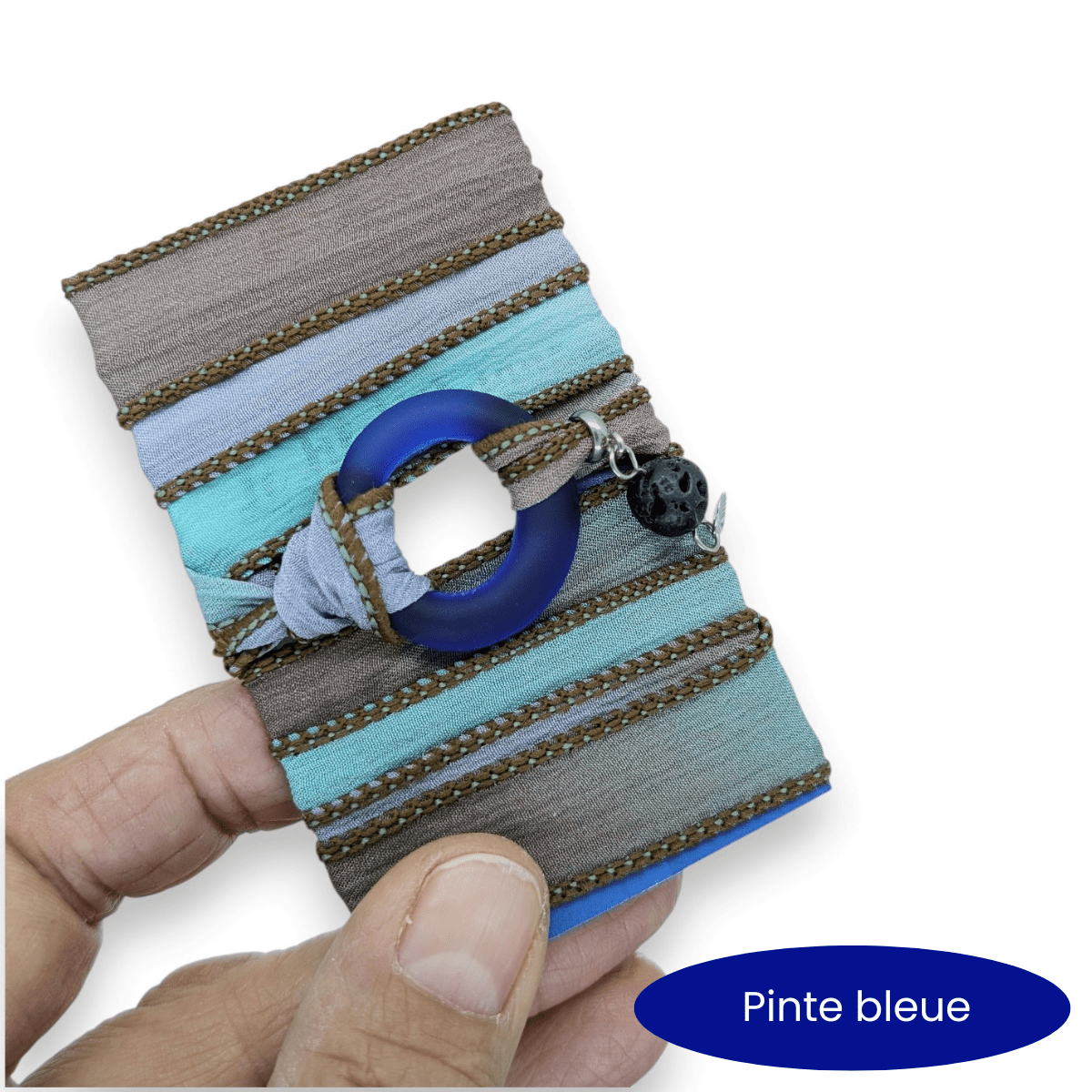 Boréal - Bracelet de soie à enrouler, anneau au choix - Bijoux Le fil d'Ariane