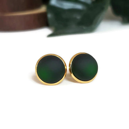 Boucles cabochons forêt noire - mat ou lustré - Bijoux Le fil d'Ariane