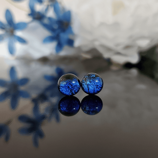 Boucles de l'ensemble Mini pendentif noir et bleu violacé - Bijoux Le fil d'Ariane