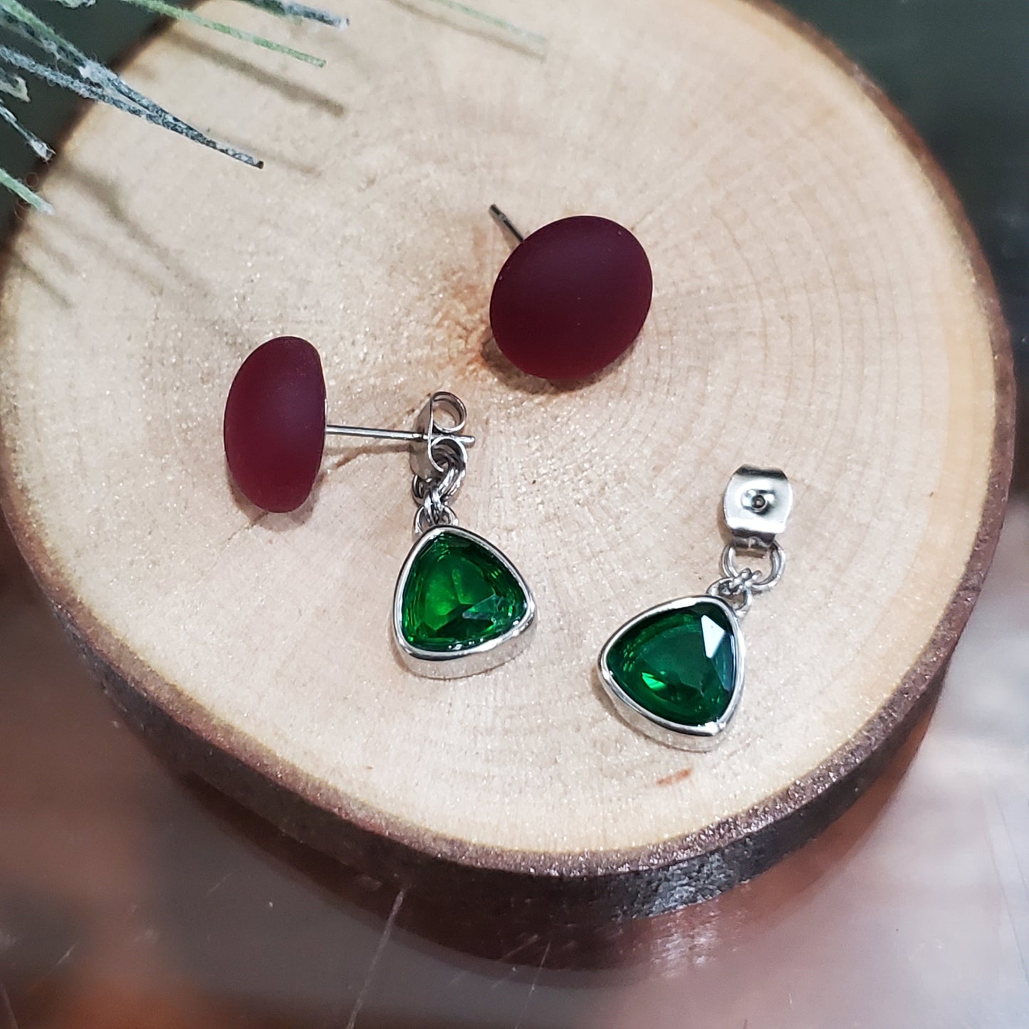 Boucles d'oreilles cristal vert - Bijoux Le fil d'Ariane