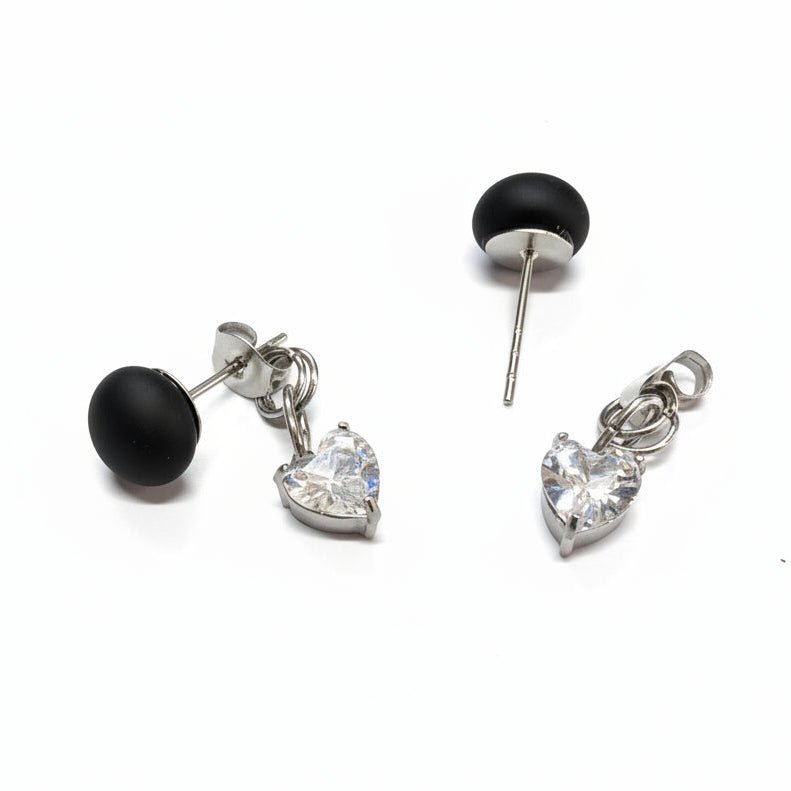 🖤 Boucles d'oreilles interchangeables Noir Désir + Black Velvet - Bijoux Le fil d'Ariane