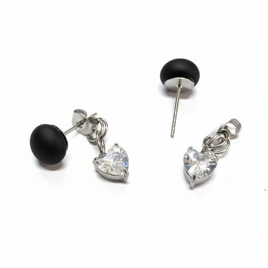 🖤 Boucles d'oreilles interchangeables Noir Désir + Black Velvet - Bijoux Le fil d'Ariane
