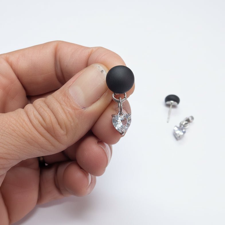 🖤 Boucles d'oreilles interchangeables Noir Désir + Black Velvet - Bijoux Le fil d'Ariane