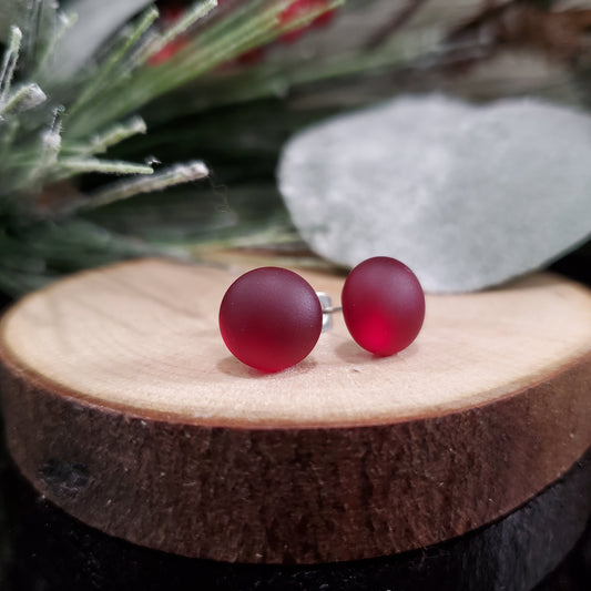 Boucles d'oreilles Noël rouge, mat et lustré - Bijoux Le fil d'Ariane