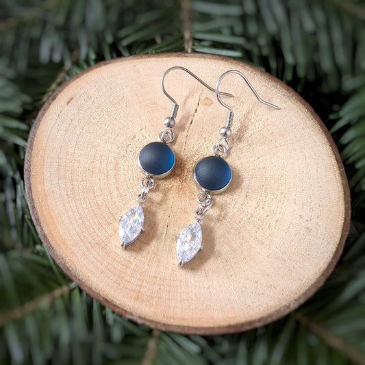 Boucles pendantes cristaux ovales - Bijoux Le fil d'Ariane