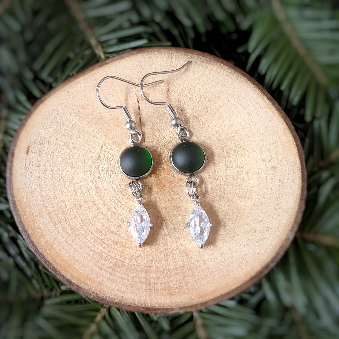 Boucles pendantes cristaux ovales - Bijoux Le fil d'Ariane