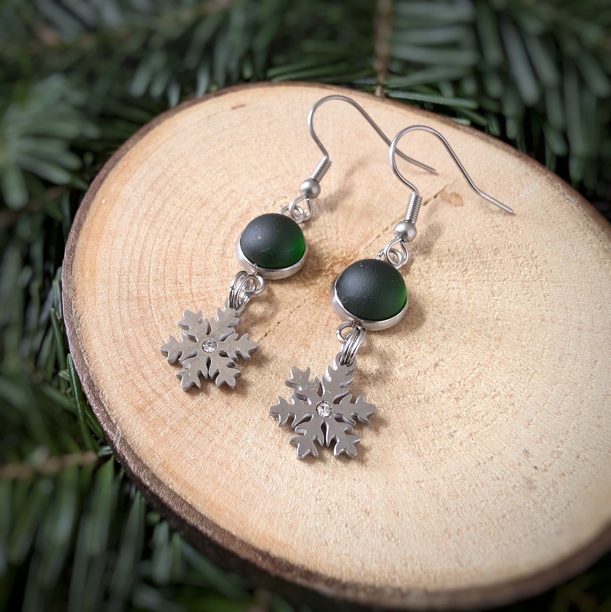 Boucles pendantes flocons - Bijoux Le fil d'Ariane