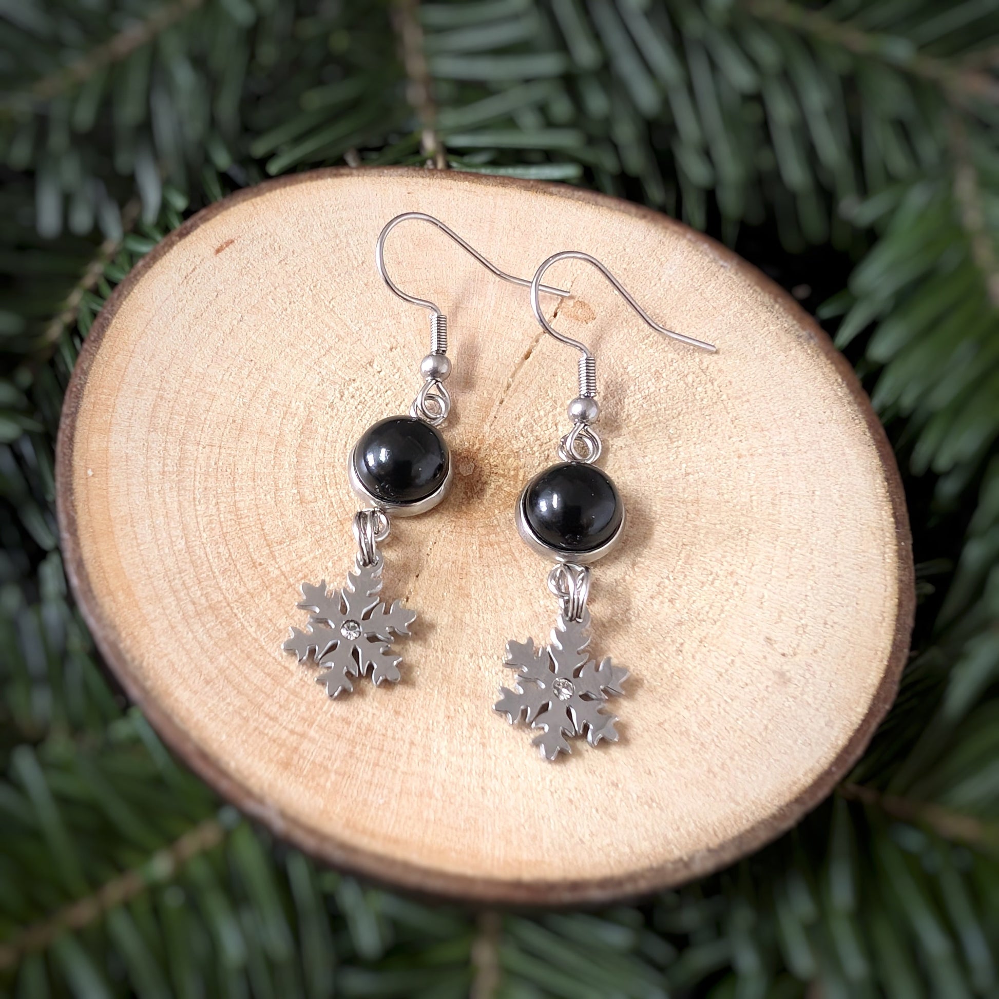 Boucles pendantes flocons - Bijoux Le fil d'Ariane