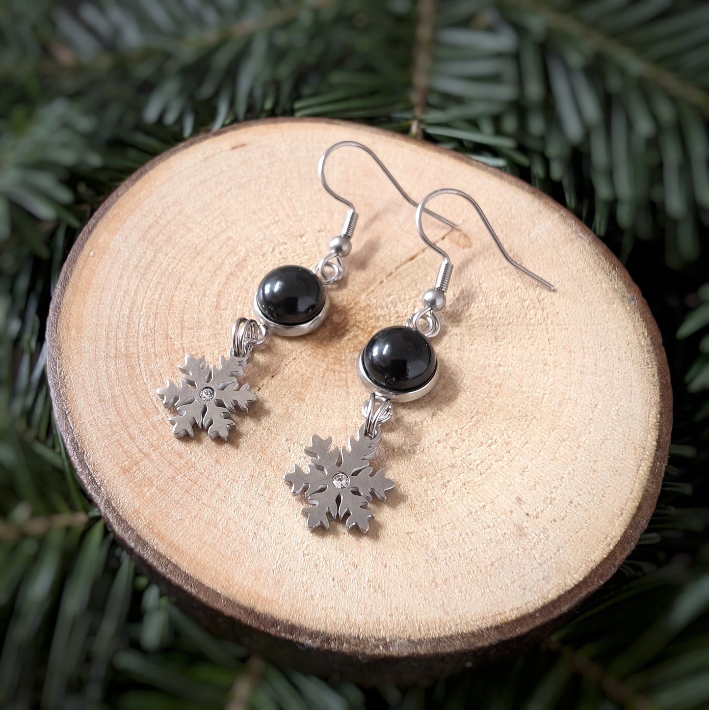 Boucles pendantes flocons - Bijoux Le fil d'Ariane