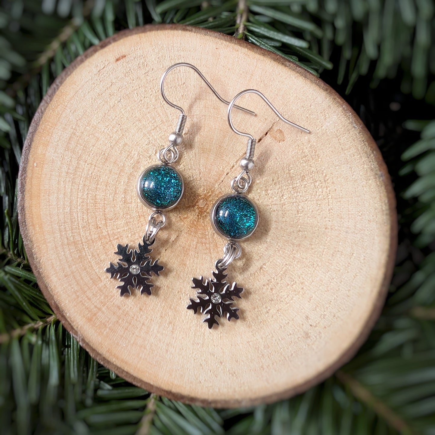 Boucles pendantes flocons - Bijoux Le fil d'Ariane