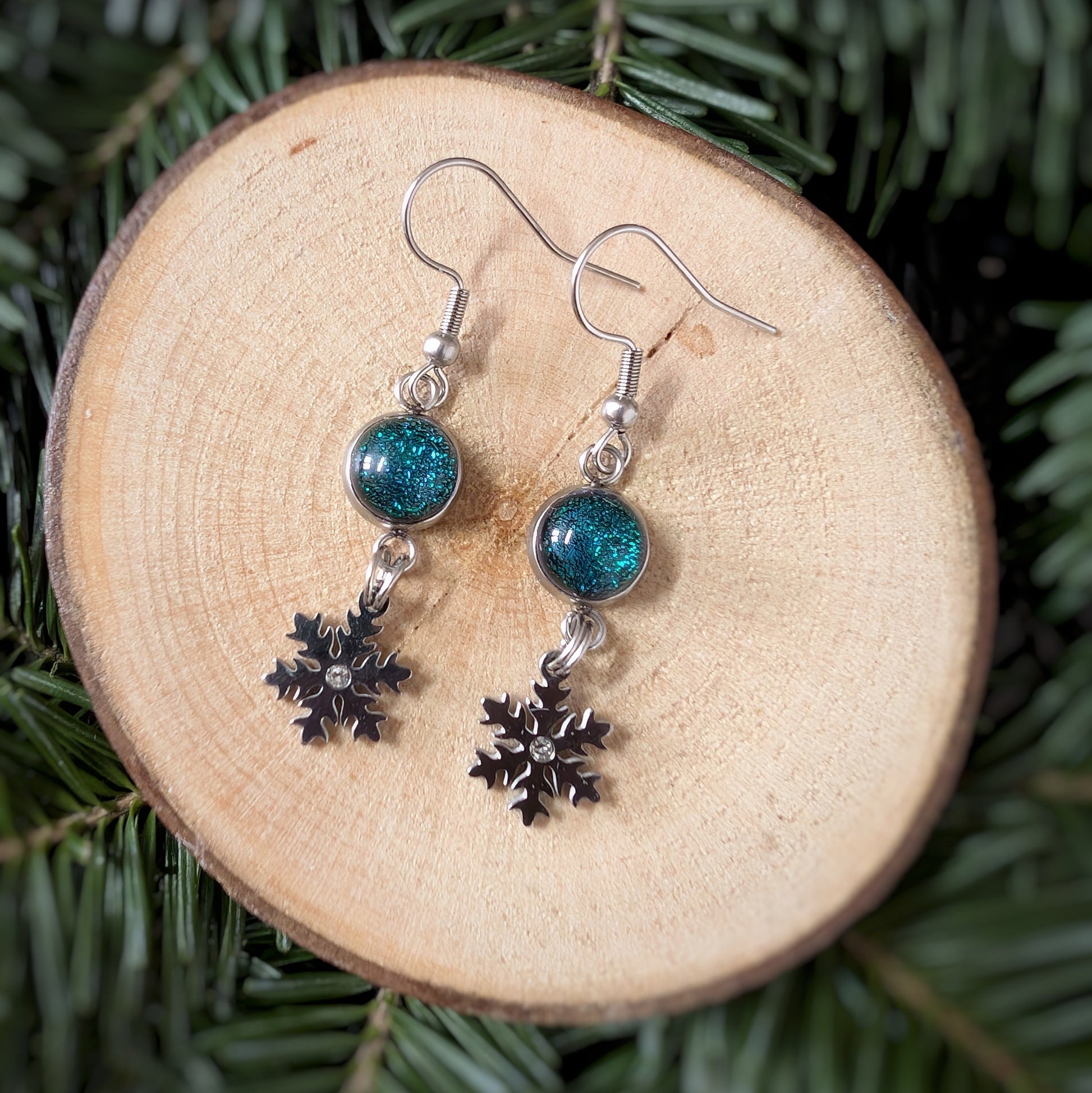 Boucles pendantes flocons - Bijoux Le fil d'Ariane