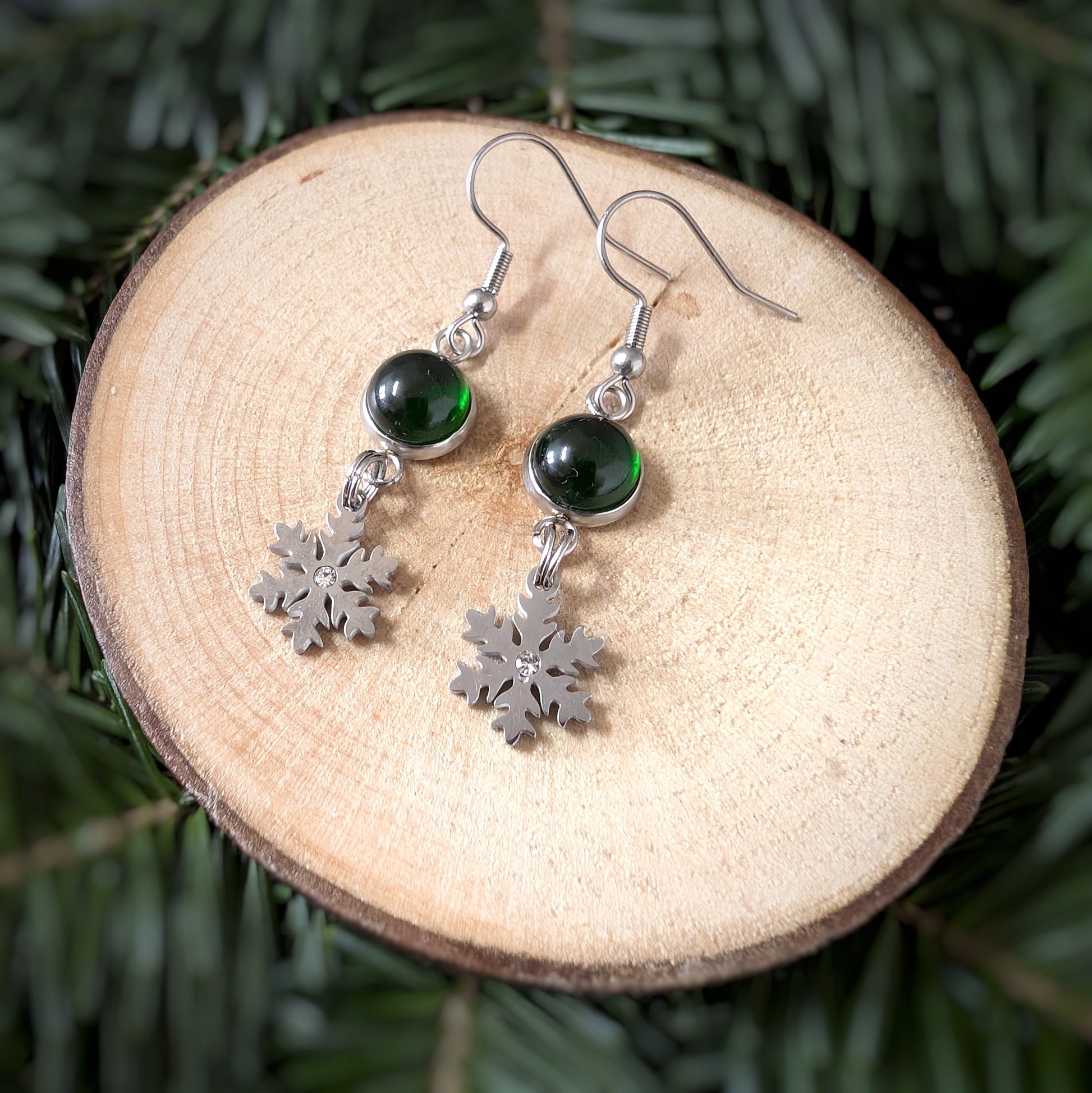 Boucles pendantes flocons - Bijoux Le fil d'Ariane