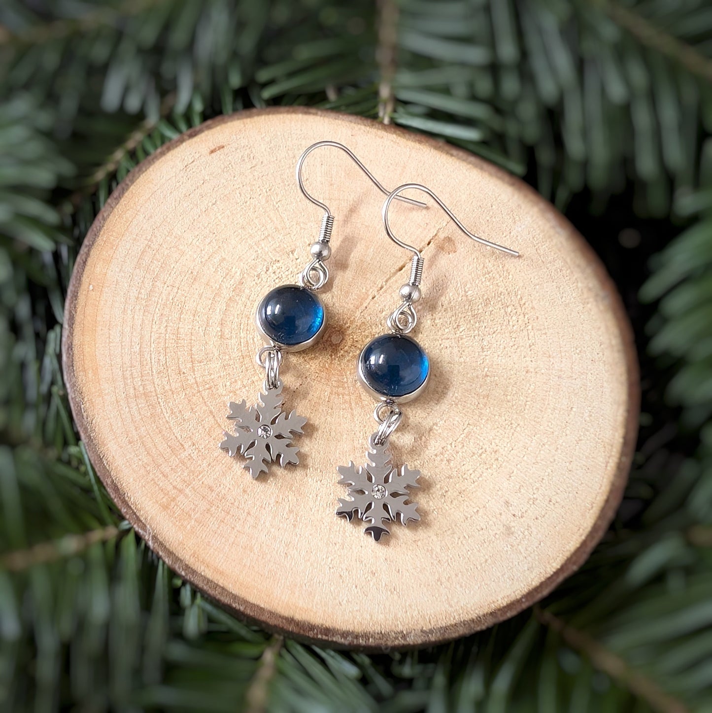 Boucles pendantes flocons - Bijoux Le fil d'Ariane