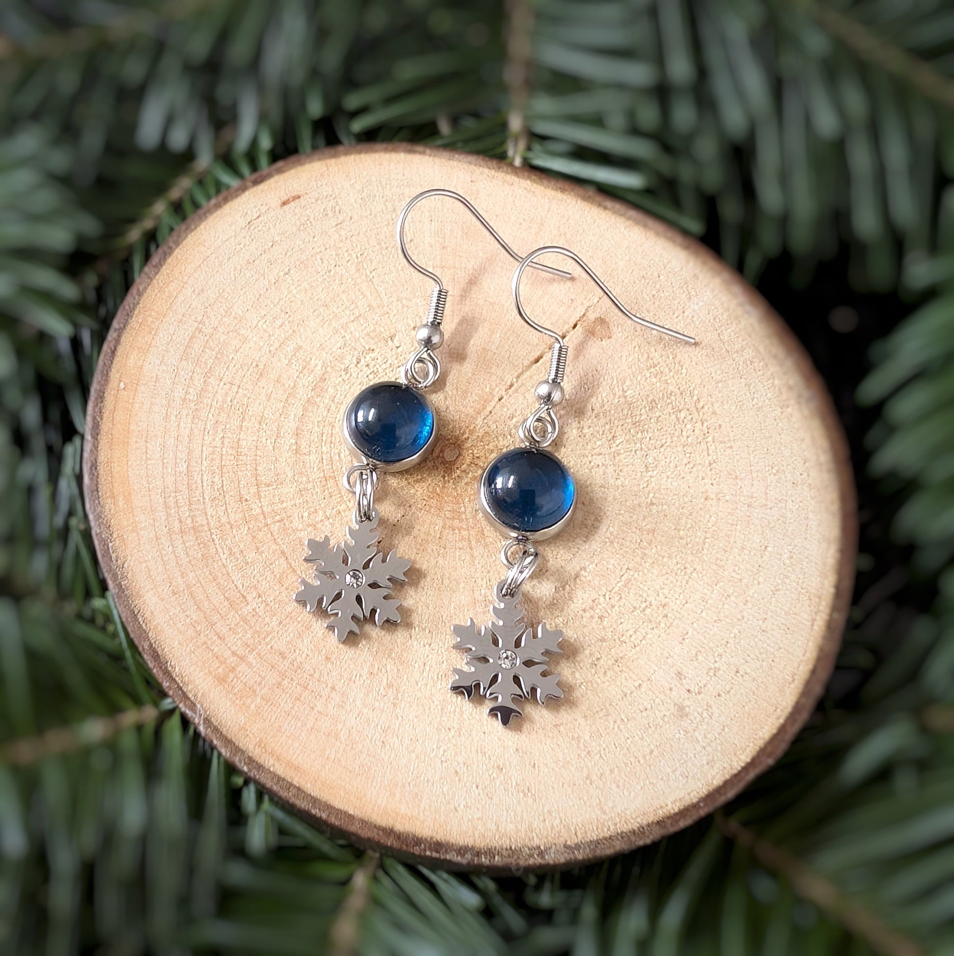 Boucles pendantes flocons - Bijoux Le fil d'Ariane