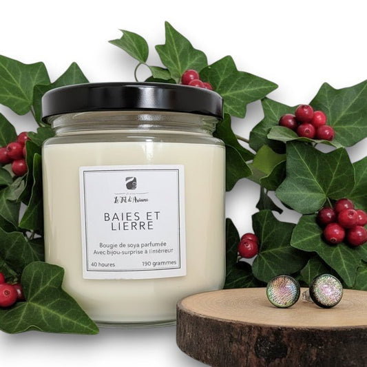 Bougie Baies et lierre, avec ou sans bijou - surprise - Bijoux Le fil d'Ariane