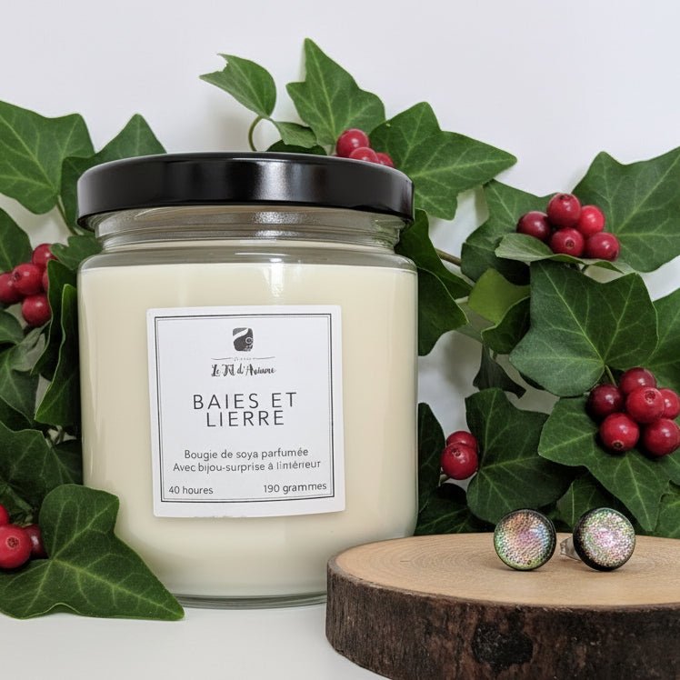 Bougie Baies et lierre (avec ou sans bijou - surprise) - Bijoux Le fil d'Ariane