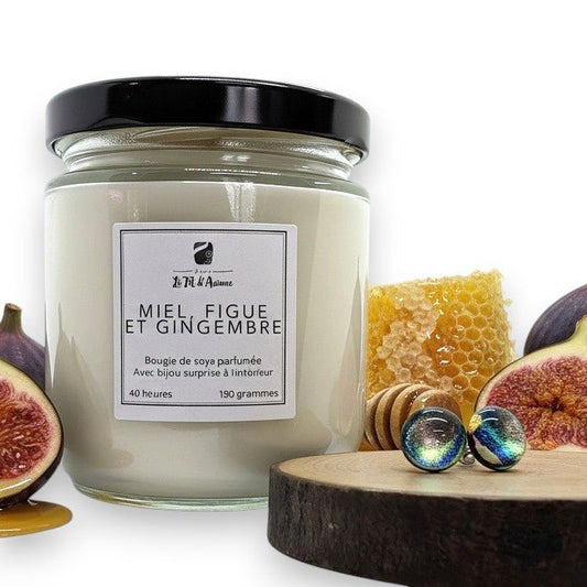 Bougie Miel, figue et gingembre, avec ou sans bijou surprise - Bijoux Le fil d'Ariane