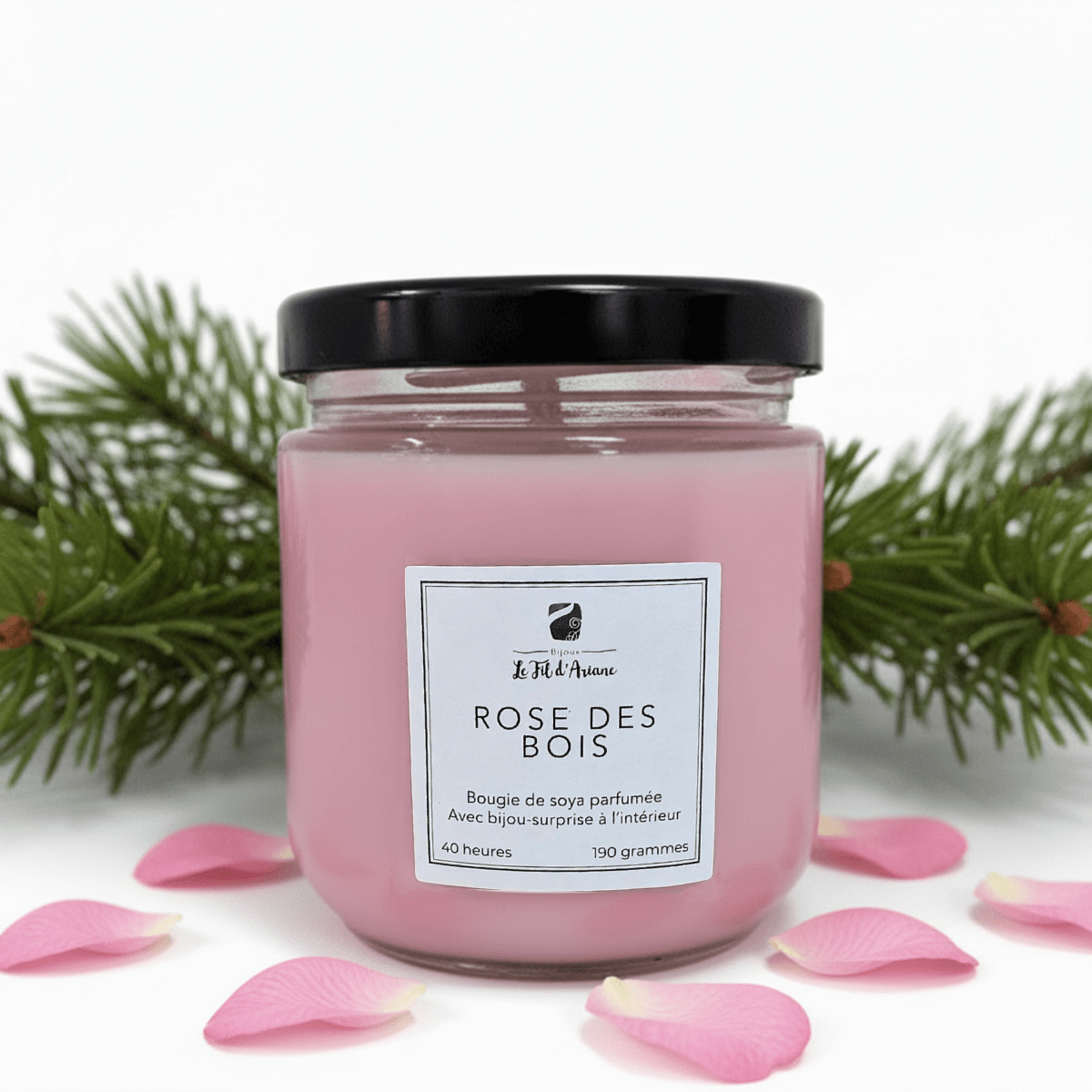 Bougie Rose des Bois - Version Classique - Bijoux Le fil d'Ariane