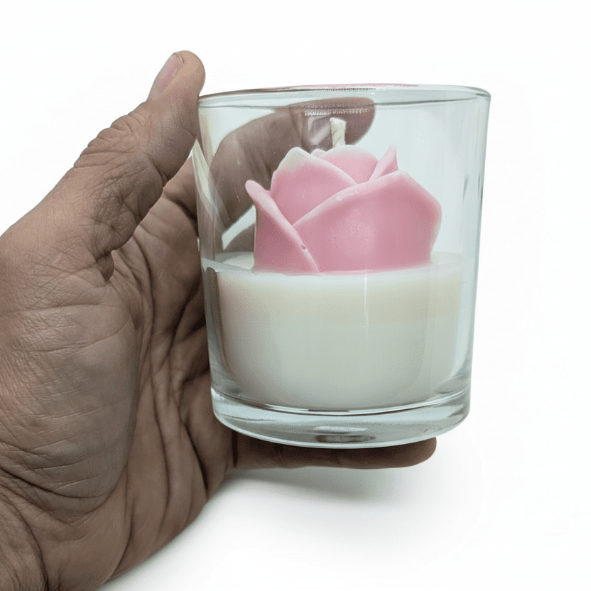 Bougie Rose des Bois - Version Florale - Bijoux Le fil d'Ariane