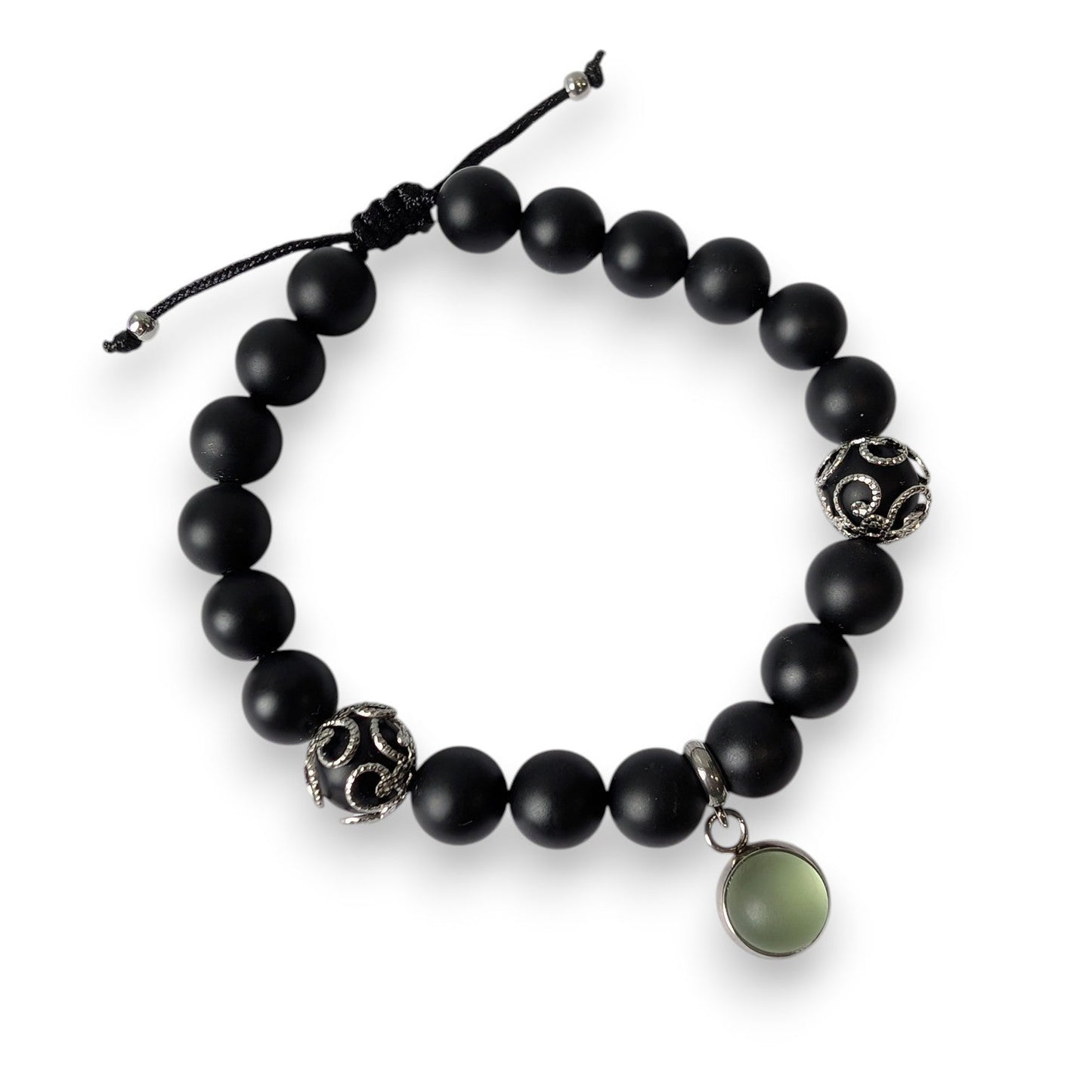 Bracelet agates noires mattes - Bijoux Le fil d'Ariane