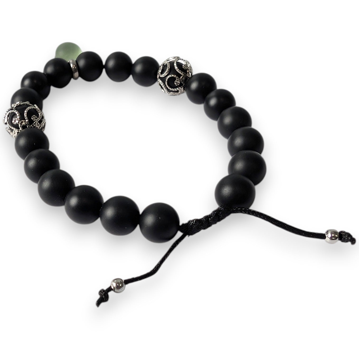 Bracelet agates noires mattes - Bijoux Le fil d'Ariane