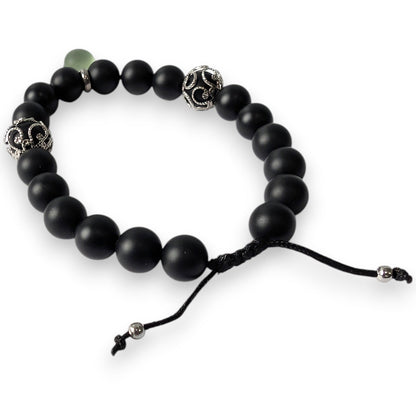 Bracelet agates noires mattes - Bijoux Le fil d'Ariane