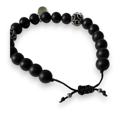 Bracelet agates noires mattes - Bijoux Le fil d'Ariane