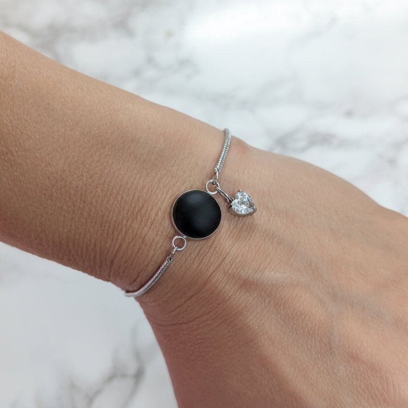 🖤 Bracelet cabochon Noir Désir + Black Velvet - Bijoux Le fil d'Ariane