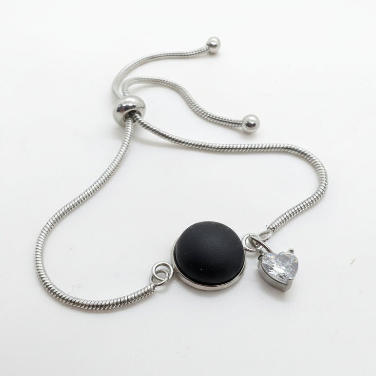 🖤 Bracelet cabochon Noir Désir + Black Velvet - Bijoux Le fil d'Ariane