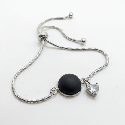 🖤 Bracelet cabochon Noir Désir + Black Velvet - Bijoux Le fil d'Ariane