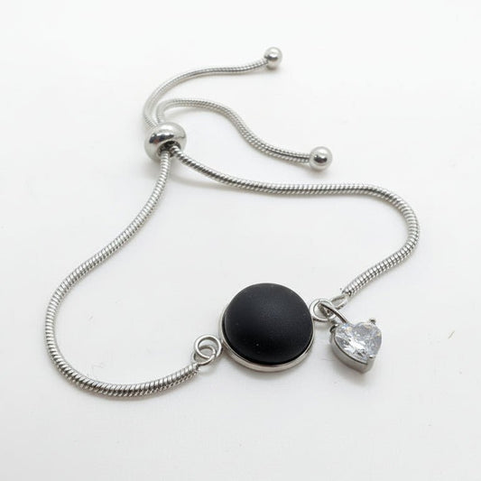 🖤 Bracelet cabochon Noir Désir + Black Velvet - Bijoux Le fil d'Ariane