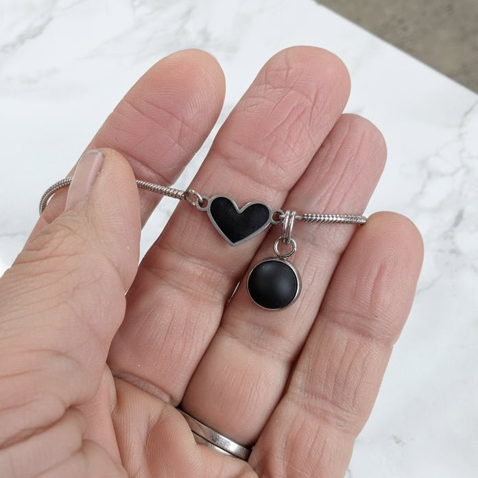 🖤 Bracelet coeur Noir Désir + Black Velvet - Bijoux Le fil d'Ariane