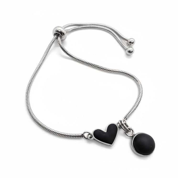 🖤 Bracelet coeur Noir Désir + Black Velvet - Bijoux Le fil d'Ariane