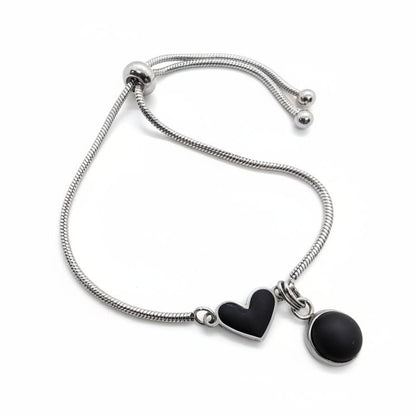 🖤 Bracelet coeur Noir Désir + Black Velvet - Bijoux Le fil d'Ariane