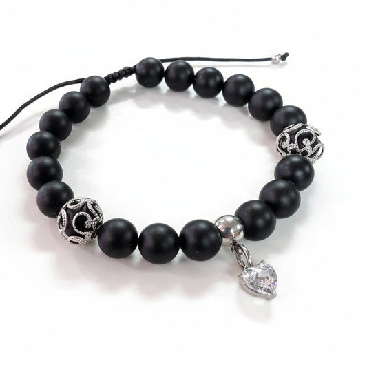 🖤 Bracelet de billes Noir Désir - Bijoux Le fil d'Ariane