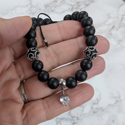 🖤 Bracelet de billes Noir Désir - Bijoux Le fil d'Ariane