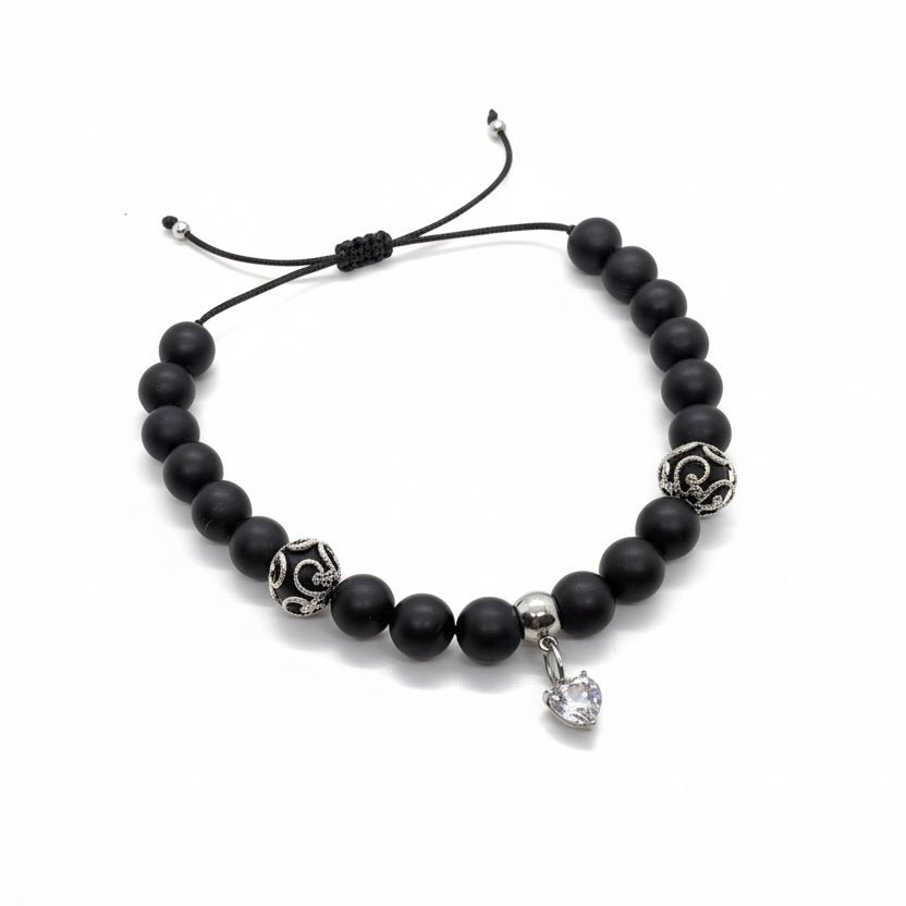 🖤 Bracelet de billes Noir Désir - Bijoux Le fil d'Ariane