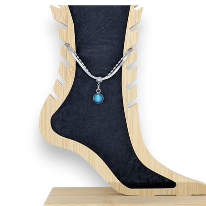 Bracelet de cheville - teintes de bleu - Bijoux Le fil d'Ariane