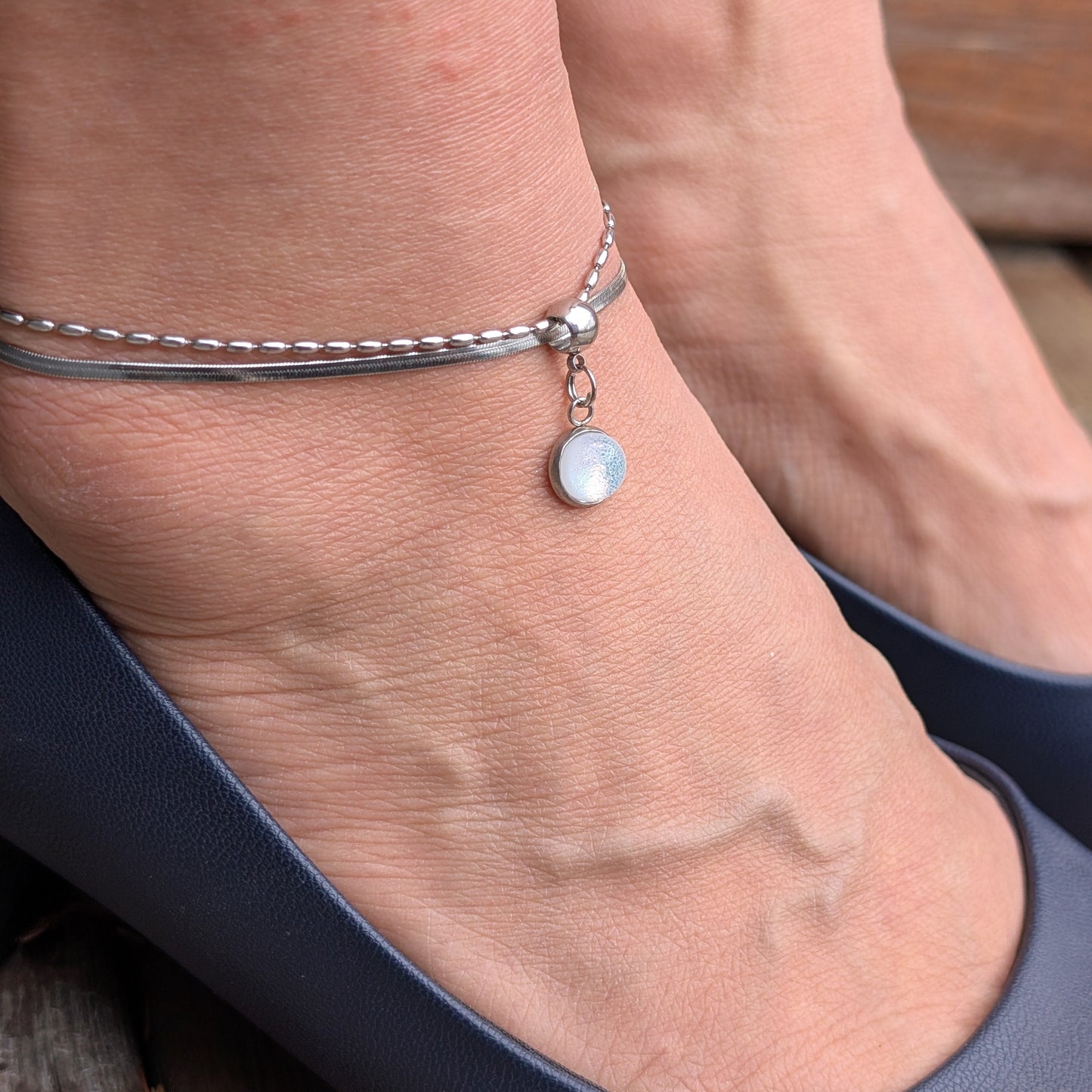 Bracelet de cheville - teintes de rose et violet - Bijoux Le fil d'Ariane